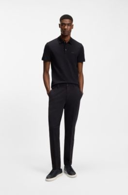 Low-top trainers with woven and grained effects, Black