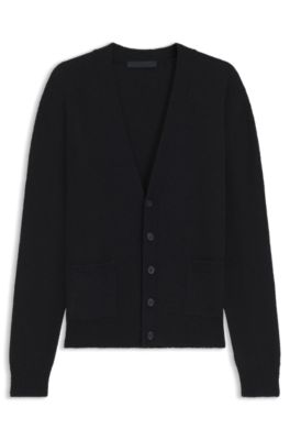 Cardigan en coton m&eacute;lang&eacute; BOSS BY BECKHAM, Noir