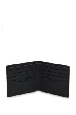 Cartera plegable con letras de logo en tono plateado, Negro