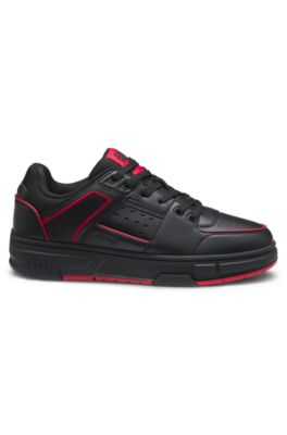 HUGO x RB bull-motif sneakers with faux leather, Black