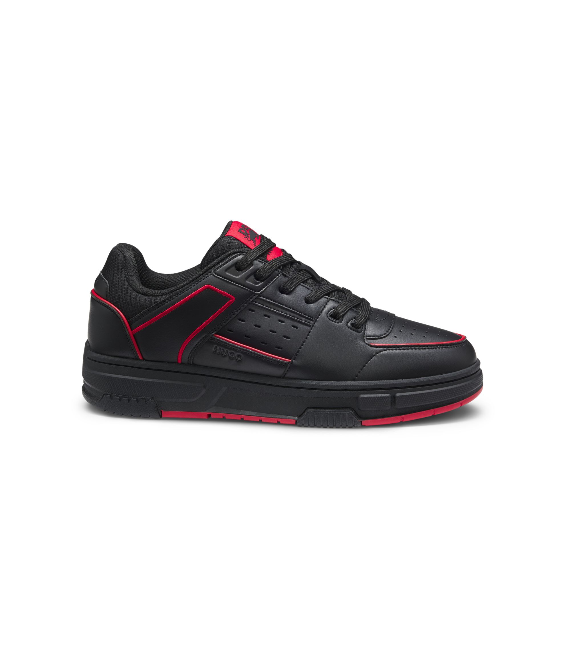 HUGO - HUGO x RB bull-motif sneakers with faux leather - Black