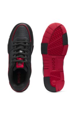 HUGO x RB bull-motif sneakers with faux leather, Black