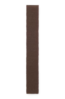 Cravate en lin et soie Tussah BOSS BY BECKHAM, Marron fonc&eacute;