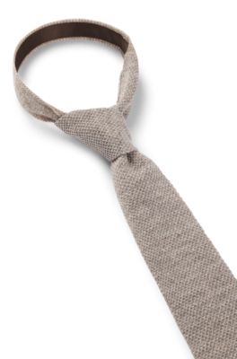 Cravate en lin et soie Tussah BOSS BY BECKHAM, Beige