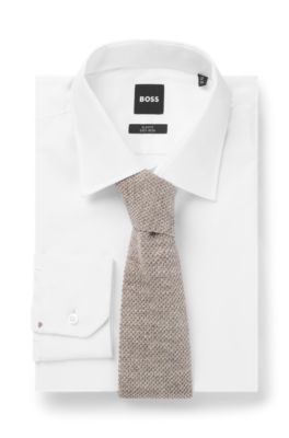 Corbata BOSS BY BECKHAM en lino y seda Tussah, Beige