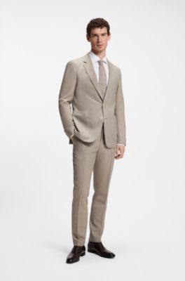 Cravate en lin et soie Tussah BOSS BY BECKHAM, Beige