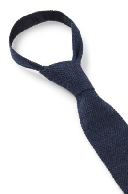 Corbata BOSS BY BECKHAM en lino y seda Tussah, Azul oscuro