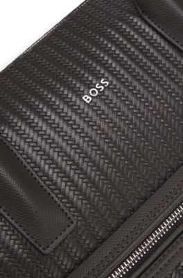 Document case with embossed pattern, Dark Brown