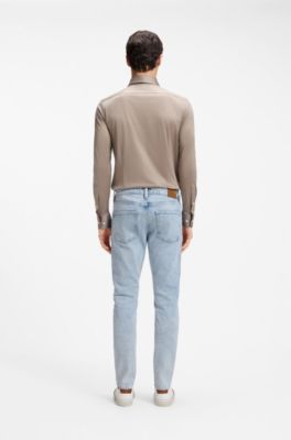 Slim-fit jeans in silk-blend denim, Light Blue