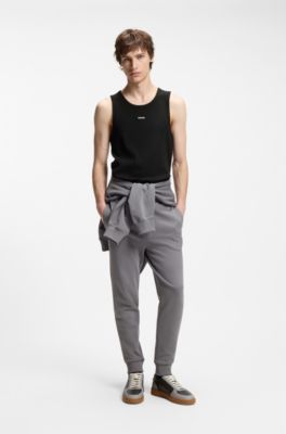 Contrast-logo slim-fit tank top in stretch cotton, Black