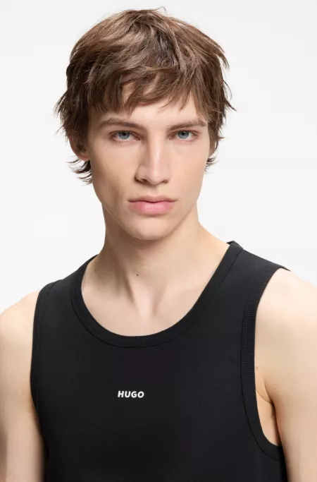Contrast-logo slim-fit tank top in stretch cotton