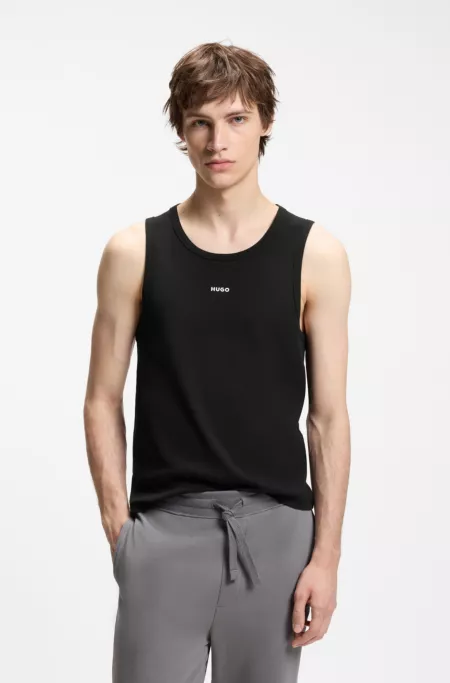 Contrast-logo slim-fit tank top in stretch cotton
