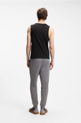 Contrast-logo slim-fit tank top in stretch cotton, Black
