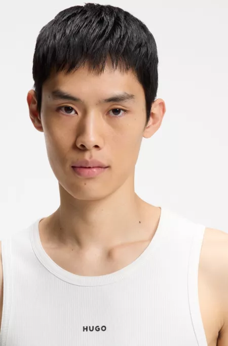 Contrast-logo slim-fit tank top in stretch cotton