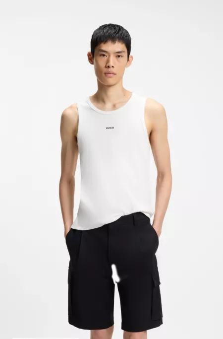 Contrast-logo slim-fit tank top in stretch cotton