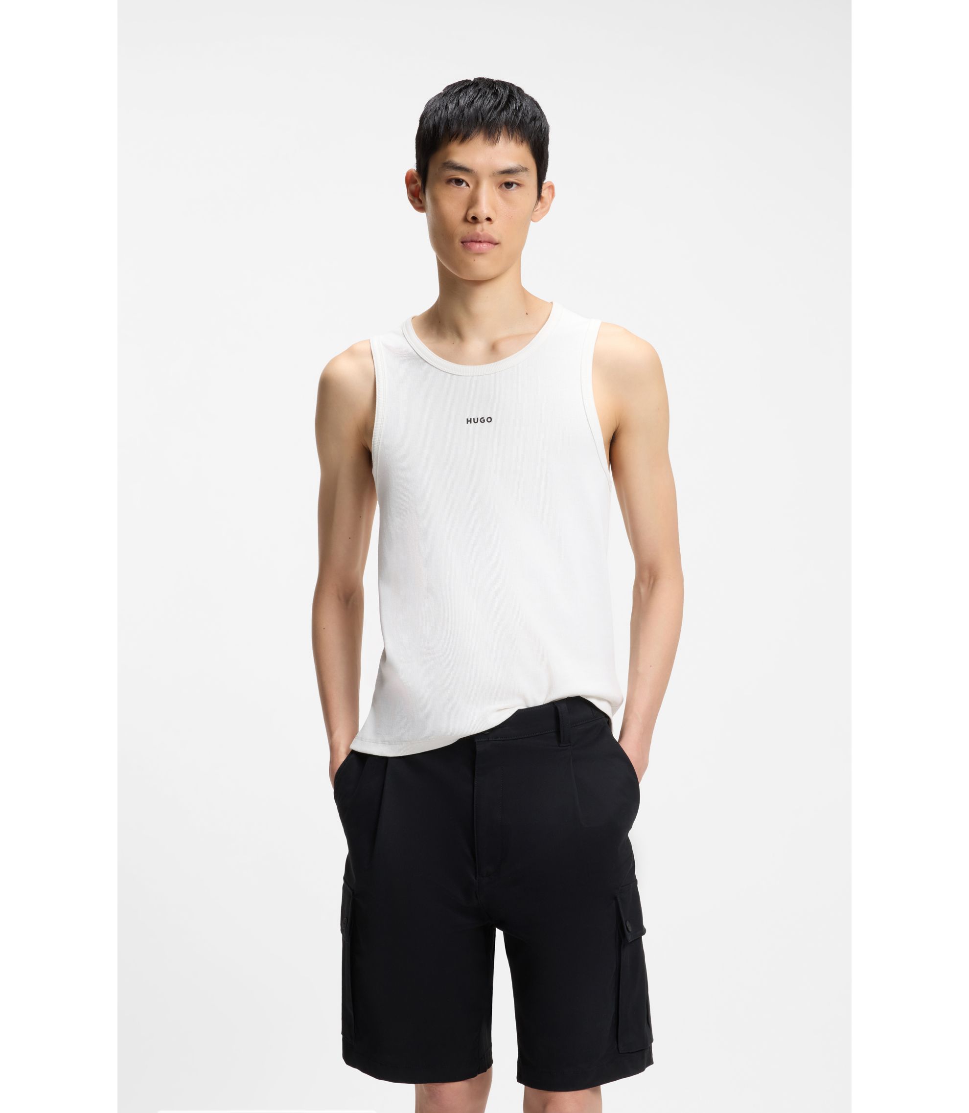 Contrast-logo slim-fit tank top in stretch cotton