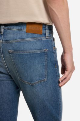 Vaqueros slim fit en tejido vaquero el&aacute;stico suave, Azul