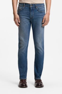 Vaqueros slim fit en tejido vaquero el&aacute;stico suave, Azul
