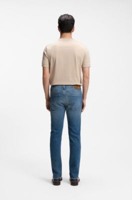 Vaqueros slim fit en tejido vaquero el&aacute;stico suave, Azul