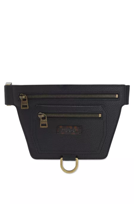 Grained belt bag with antique-gold-effect hardware