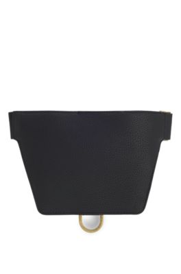Grained belt bag with antique-gold-effect hardware, Black