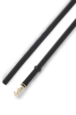 Italian-leather belt with Double B monogram buckle, Black