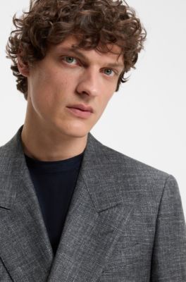 Veste BOSS BY BECKHAM en mohair, en soie, en lin et en cachemire, Gris