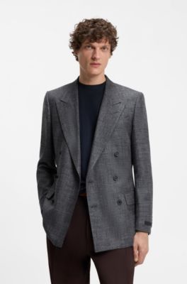 BOSS BY BECKHAM jacket in wool, silk, linen and cashmere, Grey