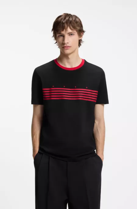 Cotton T-shirt with printed stripes