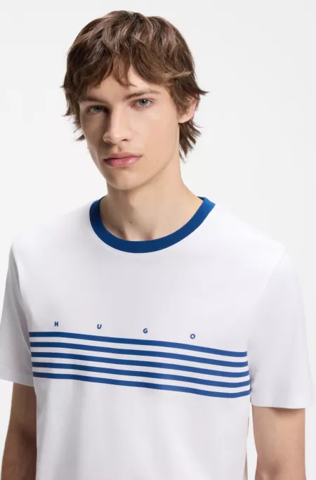 Cotton T-shirt with printed stripes