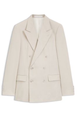 BOSS BY BECKHAM slim-fit jacket with micro pattern, Light Grey