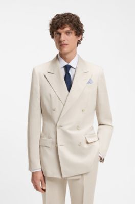 BOSS BY BECKHAM slim-fit jacket with micro pattern, Light Grey