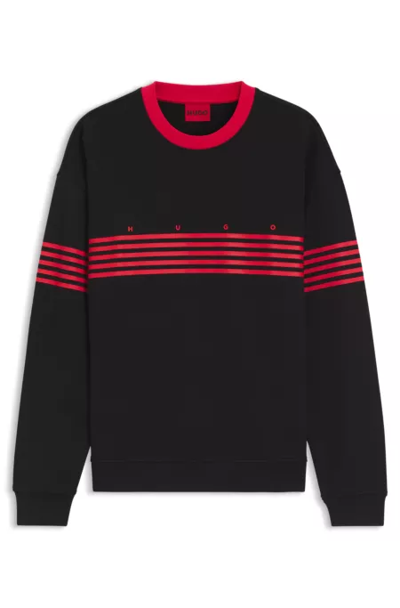 Relaxed-fit sweatshirt in cotton terry with printed stripes