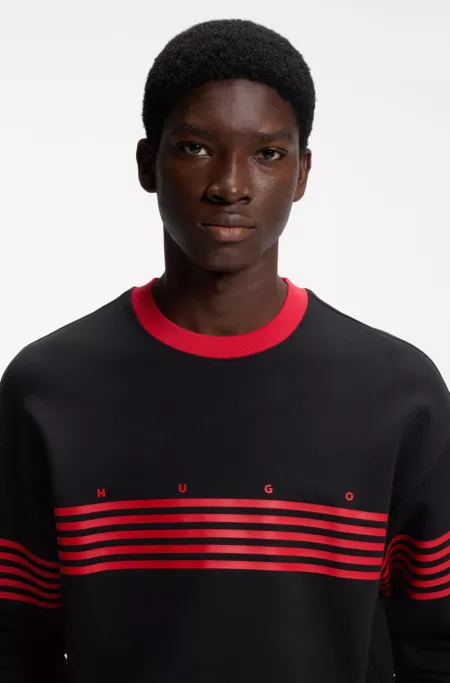 Relaxed-fit sweatshirt in cotton terry with printed stripes