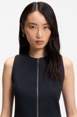 Slim-fit vest with peplum hem, Dark Blue