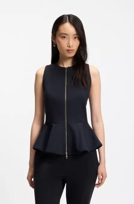 Slim-fit vest with peplum hem