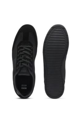 Deportivas de varios materiales con suela estriada, Negro