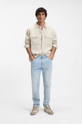 Deportivas de varios materiales con suela estriada, Beige claro