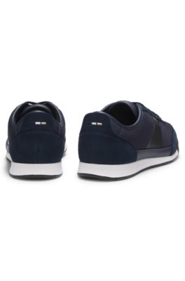 Deportivas de varios materiales con suela estriada, Azul oscuro