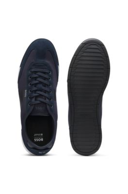 Deportivas de varios materiales con suela estriada, Azul oscuro