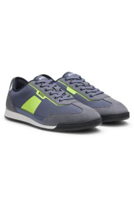 Deportivas de varios materiales con suela estriada, Azul oscuro