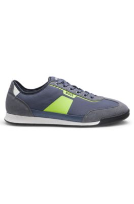 Deportivas de varios materiales con suela estriada, Azul oscuro