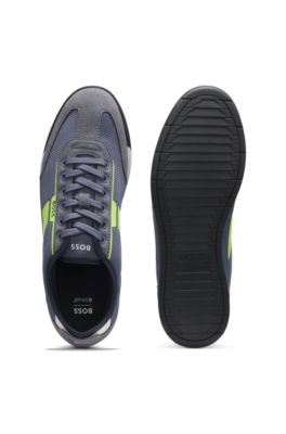 Deportivas de varios materiales con suela estriada, Azul oscuro