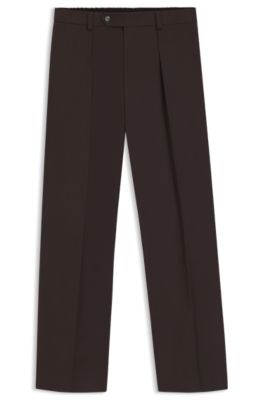 BOSS BY BECKHAM pleat-front pants in cotton, Brown