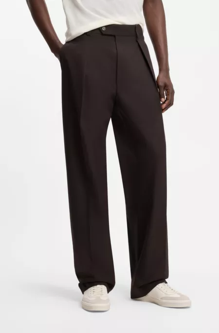 BOSS BY BECKHAM pleat-front pants in cotton