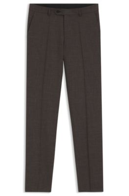 BOSS BY BECKHAM Pantalon de costume Slim en laine m&eacute;lang&eacute;e, Marron fonc&eacute;