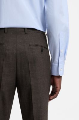 BOSS BY BECKHAM wool-blend slim-fit suit pants, Dark Brown