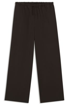 Pantalon &agrave; cordon de serrage en laine vierge BOSS BY BECKHAM, Marron