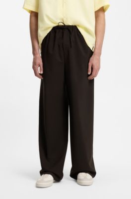 BOSS BY BECKHAM drawstring pants in virgin wool, Brown