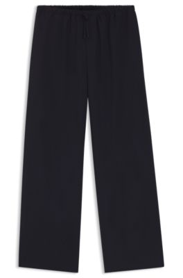 Pantalon &agrave; cordon de serrage en laine vierge BOSS BY BECKHAM, Bleu fonc&eacute;